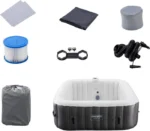 AREBOS Spa Gonflable | pour l'intérieur et l'extérieur | pour 6 Personnes | 185x185cm | 130 Jets de Massage | 910 litres – Image 5