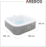 AREBOS Spa Gonflable | pour l'intérieur et l'extérieur | pour 6 Personnes | 185x185cm | 130 Jets de Massage | 910 litres – Image 6