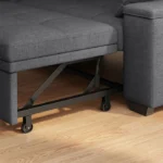 Canapé Convertible - Bealife - 2 Rangement Accoudoirs - 2 Places - 2 Coussins - Lit - Tissu Gris Foncé - Métal - Salon - Chambre – Image 6