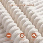 Canapé d'angle Convertible 4 Places – NHHF – 273 x 176 x 57 cm – Canapé 4 en 1 avec 5 Oreillers – Velours Côtelé – Beige – Image 4