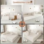 Canapé d'angle Convertible 4 Places – NHHF – 273 x 176 x 57 cm – Canapé 4 en 1 avec 5 Oreillers – Velours Côtelé – Beige – Image 5