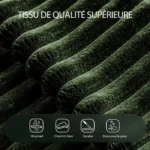 Canapé d'angle gauche 263x171x 59cm, combinaison libre, sans assemblage canapé en L 4 places avec méridienne vert en Velours cotelé – Image 5