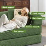 Canapé-lit 200cm de large, garnissage en mousse haute densité, convertible en canapé-lit 3 places ,avec accoudoirs Vert – Image 5