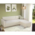 Canapé d'angle réversible - 3 places - BOB - Velours cotelé - Ecru - 197 x 138 x 65 cm – Image 2