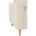 Canapé d'angle réversible - 3 places - BOB - Velours cotelé - Ecru - 197 x 138 x 65 cm – Image 4