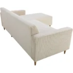 Canapé d'angle réversible - 3 places - BOB - Velours cotelé - Ecru - 197 x 138 x 65 cm – Image 5