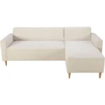 Canapé d'angle réversible - 3 places - BOB - Velours cotelé - Ecru - 197 x 138 x 65 cm – Image 6