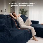 Canapé d'angle réversible avec méridienne, canapé modulairee dossier haute, canapé-lit à assise profonde sans assemblage bleu – Image 5