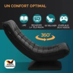 CASARIA Fauteuil tout confort pivotant à 360° Noir capacité de charge de 150kg siège de gaming 58x57x84/87cm relaxation – Image 2
