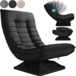 CASARIA Fauteuil tout confort pivotant à 360° Noir capacité de charge de 150kg siège de gaming 58x57x84/87cm relaxation