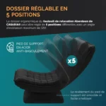 CASARIA Fauteuil tout confort pivotant à 360° Noir capacité de charge de 150kg siège de gaming 58x57x84/87cm relaxation – Image 5