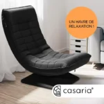 CASARIA Fauteuil tout confort pivotant à 360° Noir capacité de charge de 150kg siège de gaming 58x57x84/87cm relaxation – Image 6