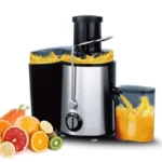 Centrifugeuse de fruit - Extracteur de jus - Fruits et Légumes - 2 Vitesses - Bouche 65 mm -Design Anti-goutte, Argent