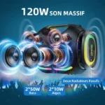 Enceinte Bluetooth ZEALOT 120W Puissante Étanche IPX6 avec Lumières LED et Autonomie 30h – Image 2