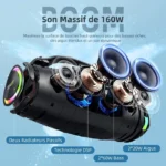 ZEALOT Enceinte Bluetooth 160W IPX6, Basses puissantes, Autonomie 40h, RGB, USB-C, AUX, Carte TF – Image 2