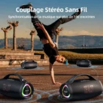 ZEALOT Enceinte Bluetooth 160W IPX6, Basses puissantes, Autonomie 40h, RGB, USB-C, AUX, Carte TF – Image 5