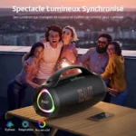 ZEALOT Enceinte Bluetooth 160W IPX6, Basses puissantes, Autonomie 40h, RGB, USB-C, AUX, Carte TF – Image 6