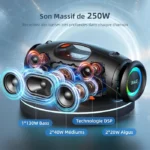 Enceinte Bluetooth ZEALOT S89 250W avec Basses Renforcées et Lumière LED, IPX6, 40H – Image 2