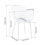 Ensemble 5 pièces 1 Table 4 fauteuils pour salle à manger, cuisine ou terrasse, chaises blanc et table blanc – Image 4