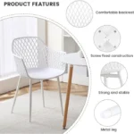 Ensemble 5 pièces 1 Table 4 fauteuils pour salle à manger, cuisine ou terrasse, chaises blanc et table blanc – Image 5