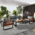 Ensemble de mobilier de jardin,comprend un canapé deux places, deux fauteuils et table,convient à une utilisation extérieure, gris