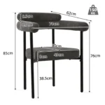 Ensemble de table et chaises de salle à manger - 5 pièces - 140x80x75 cm - Fauteuils en velours - Gris foncé - Blanc – Image 4