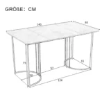 Ensemble de table et chaises de salle à manger - 5 pièces - 140x80x75 cm - Fauteuils en velours - Gris foncé - Blanc – Image 5