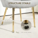 Ensemble fauteuil avec repose-pieds - HOMCOM - tissu bouclette gris et pieds en métal doré - dossier haut, grand confort – Image 6