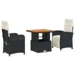 Ensemble à manger de jardin - vidaXL - 3 pièces - Noir - Résine tressée - Fauteuil inclinable - Table relevable – Image 2