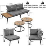 Ensemble Table Et Chaise De Jardin salle à manger jardin 6 pièces (2 canapés 2 places, 2 fauteuils, table) extérieur-Gris antique – Image 6