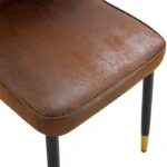 Ensemble table à manger ronde 100 cm avec 2 fauteuils tissu brun - REDOM - pieds métal noir – Image 5