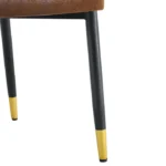 Ensemble table à manger ronde 100 cm avec 2 fauteuils tissu brun - REDOM - pieds métal noir – Image 6