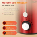 Extracteur de Jus - FATABETA - LH618 - 400W - 3 Vitesses - Récipient 550ml et Pulpe 1L – Image 4