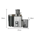 Extracteur de jus 800W - Centrifugeuse de fruits à 2 vitesses - machine à fruits- bouche 70mm, jarre à jus de 600 ml - Noir – Image 6