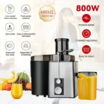 Extracteur de jus 800W - Centrifugeuse de fruits à 2 vitesses - machine à fruits- bouche 70mm, jarre à jus de 600 ml - Noir – Image 3