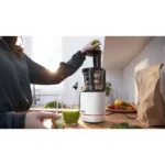 Extracteur de jus - BOSCH - MESM500W VitaExtract - Blanc/chrome - 150 W - 1 vitesse + reverse - syst. de sécurité sur le couvercle – Image 7