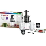 Extracteur de jus - BOSCH - MESM500W VitaExtract - Blanc/chrome - 150 W - 1 vitesse + reverse - syst. de sécurité sur le couvercle – Image 3