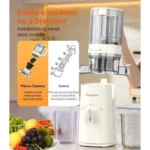 Extracteur de Jus de Fruits et Légumes avec Goulotte d'Alimentation de 120mm - Capacité de 1,5 L -99.6%Pureté du Jus Élevée -Blanc – Image 2