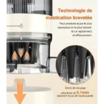 Extracteur de Jus de Fruits et Légumes avec Goulotte d'Alimentation de 120mm - Capacité de 1,5 L -99.6%Pureté du Jus Élevée -Blanc – Image 5
