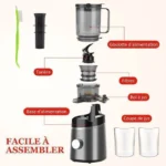 Extracteur de Jus de Fruits et Légumes Vertical, 120mm Machine à Jus avec 2 Tasses et Brosse, 800W et Capacité de 1.5 L – Image 5