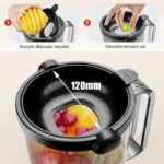 Extracteur de Jus de Fruits et Légumes Vertical, 120mm Machine à Jus avec 2 Tasses et Brosse, 800W et Capacité de 1.5 L – Image 4