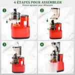 Extracteur de Jus de Fruits Légumes Smoothies, Nettoyage installer Rapide, Grand Bouche 80mm Sans BPA, Rendement en jus de 99 % – Image 2