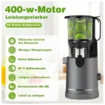 Extracteur de Jus Lent, Ouverture élargie 147mm et Moteur 400W, Nettoyage installer Rapide, Rendement en jus de 99 %, 1,8 L, Gris – Image 3