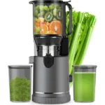 Extracteur de Jus Lent, Ouverture élargie 147mm et Moteur 400W, Nettoyage installer Rapide, Rendement en jus de 99 %, 1,8 L, Gris