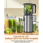 Extracteur de Jus 1,8L - Pour Fruits et Legumes avec Goulotte 130 mm -Slow Juicer Sans BPA, 250W, Nettoyage Facile – Image 2