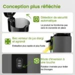 Extracteur de jus - VENTRAY - Ventray Max 120 Cold Press - 250W - Goulotte 120mm - Noir – Image 4