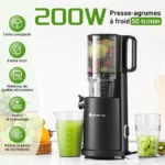 AOBOSI Extracteur de Jus 126mm Machine a Jus de Fruit Extracteur Entiers Pression à Froid Facile à Installer 200W Noir – Image 7