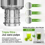 AOBOSI Extracteur de Jus 126mm Machine a Jus de Fruit Extracteur Entiers Pression à Froid Facile à Installer 200W Noir – Image 4
