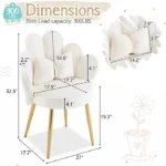 Fauteuil avec Dossier pétale Chaise Coiffeuse Fauteuil Relax de Salon avec Pieds en Or, 65×55×83,Blanc – Image 4