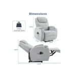 Fauteuil de Relaxation et Massage électrique massant inclinable et Chauffage, 73x84x108 cm, gris clair – Image 2